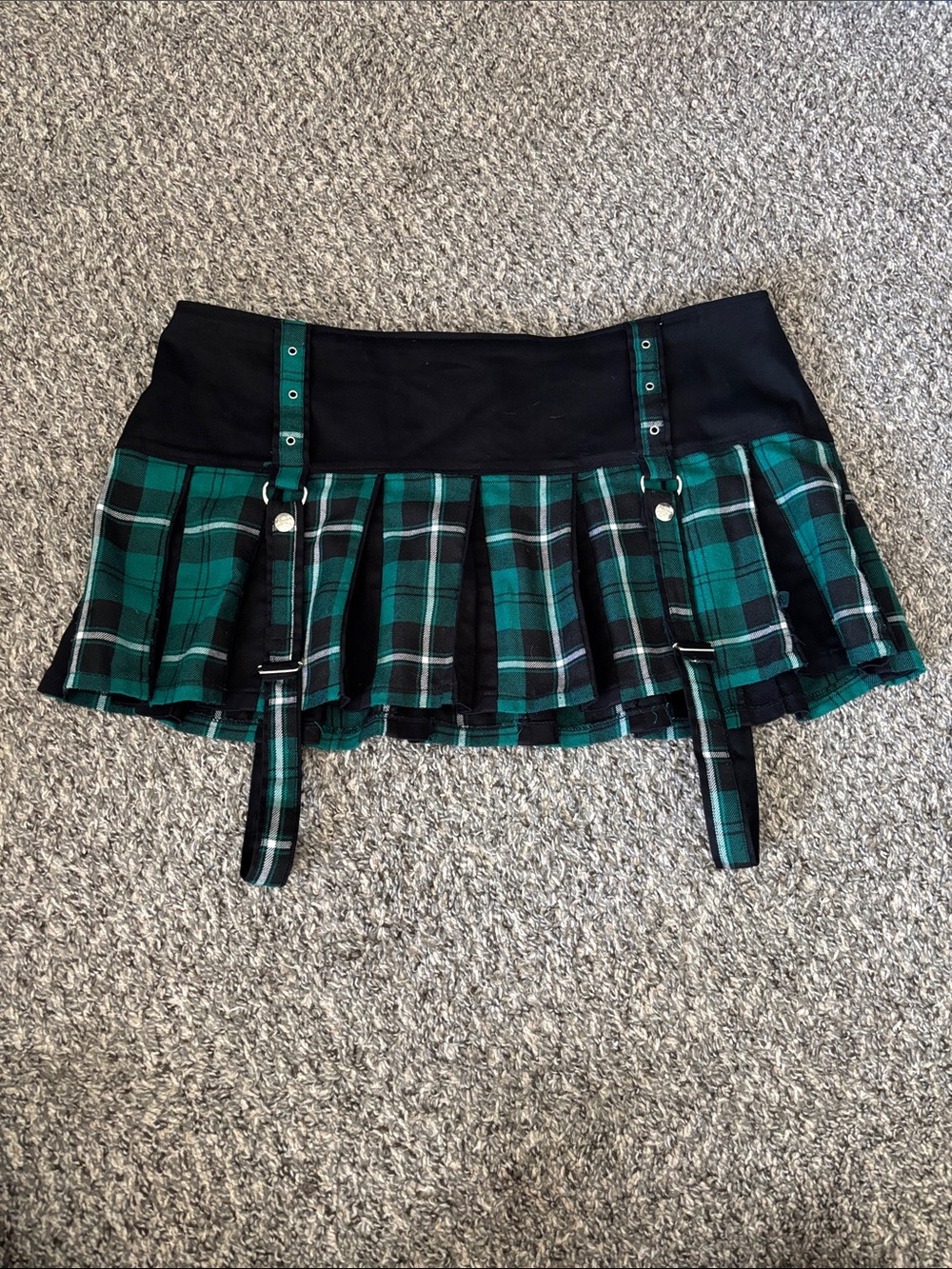 Tripp NYC Daang Goodman green black pleated mini skirt schoolgirl goth grunge 90
